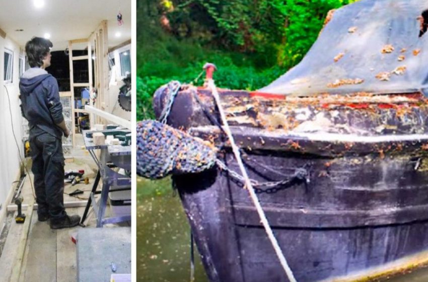  An 18-year-old boy bought an old barge and turned it into a luxurious houseboat. His family was delighted!