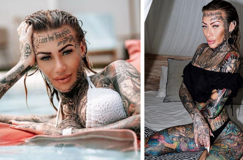  “Ruined Her Looks!” The Blogger Painted Over The Tattoo Showing How She Looks Without Them