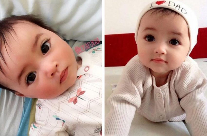  Five years ago, a baby girl was born with very beautiful eyes. How does the girl look now